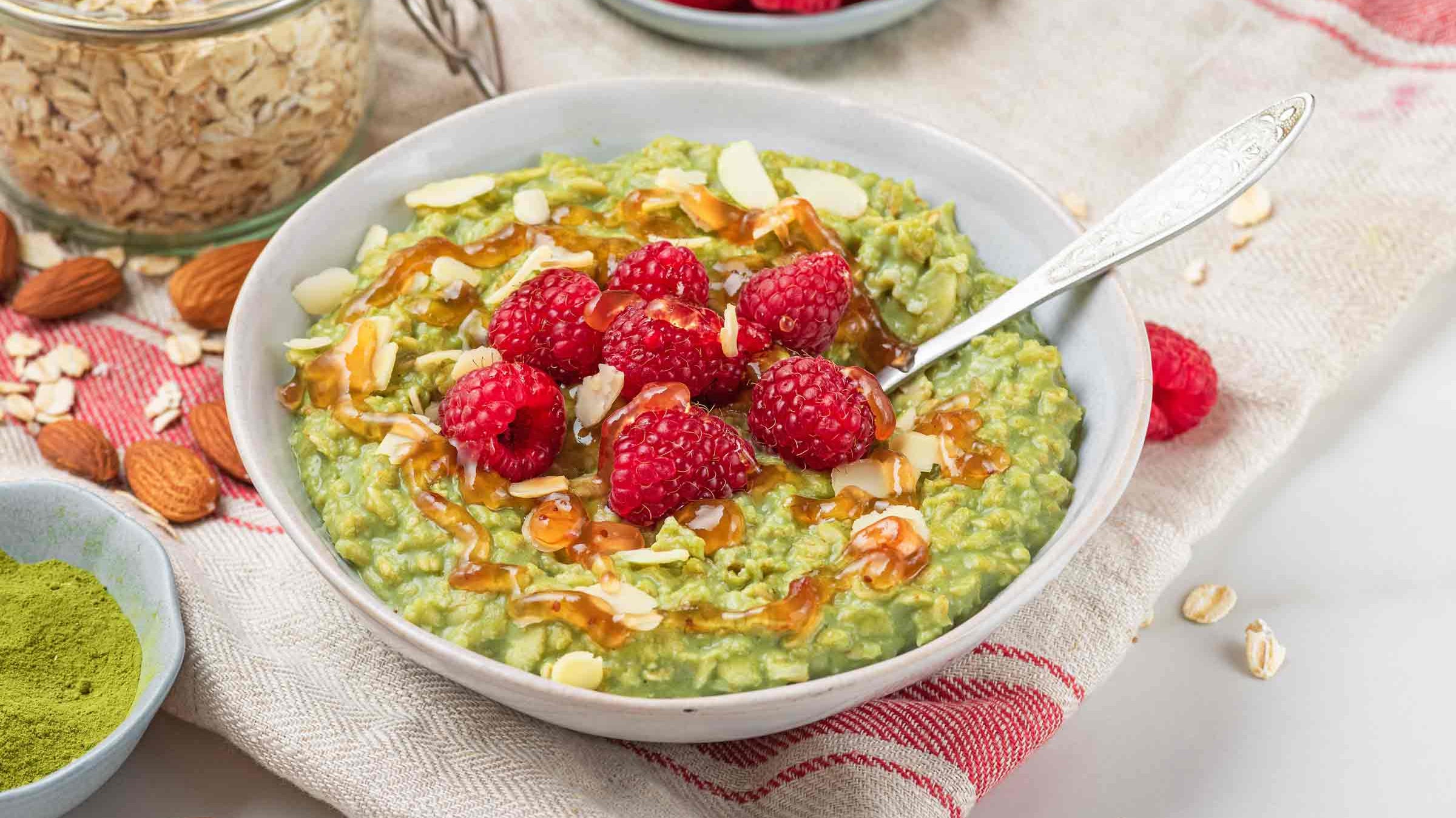 Matcha Overnight Oatmeal with Premium Organic Japanese Matchakin Green Tea Powder