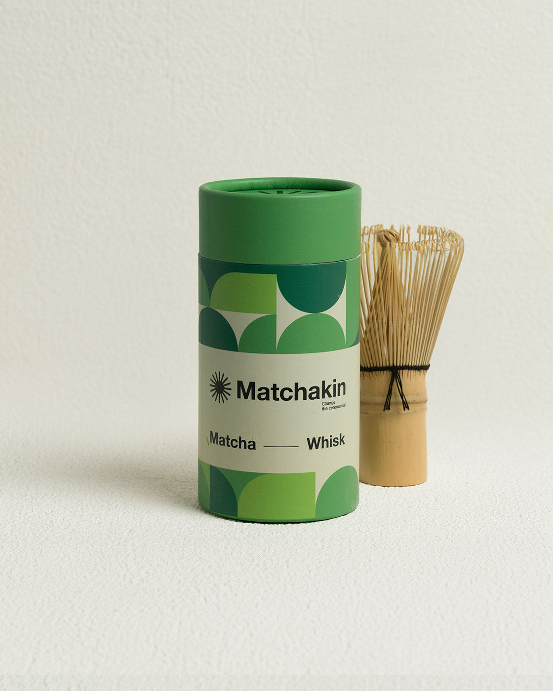 Original Chasen bamboo whisk with 100 prongs for preparing matcha. Logo Matchakin engraved and eco sustainable package