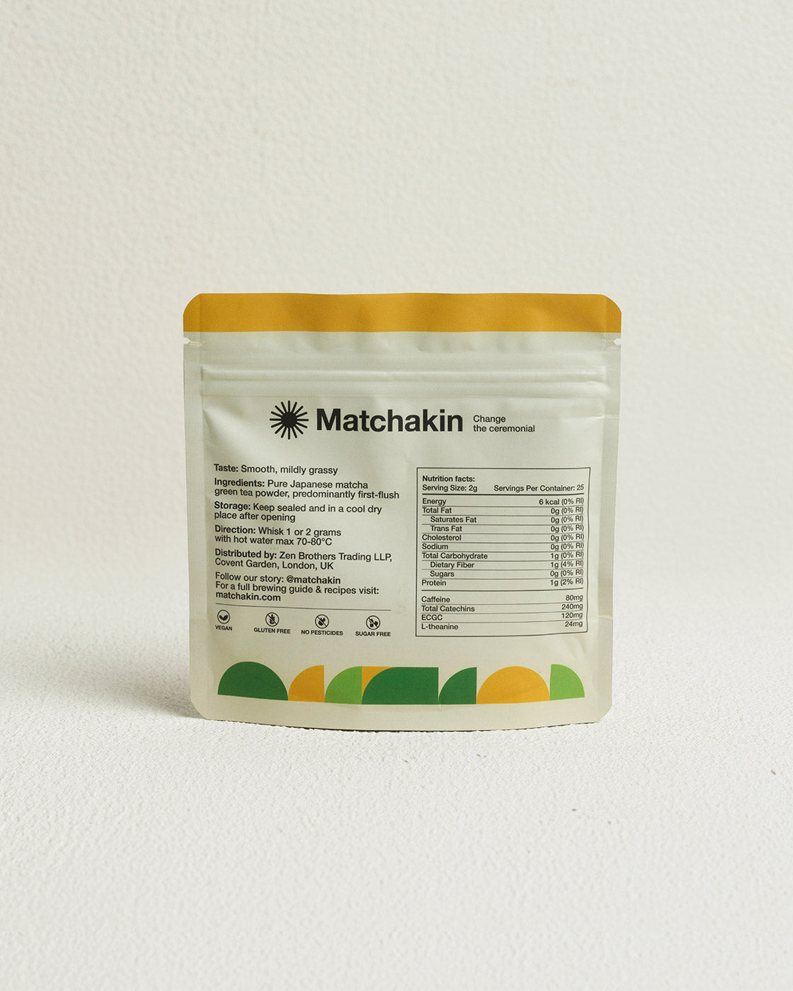 Organic Matchakin Eco Ceremonial Matcha from Japan in reusable pouch bag 50 grams