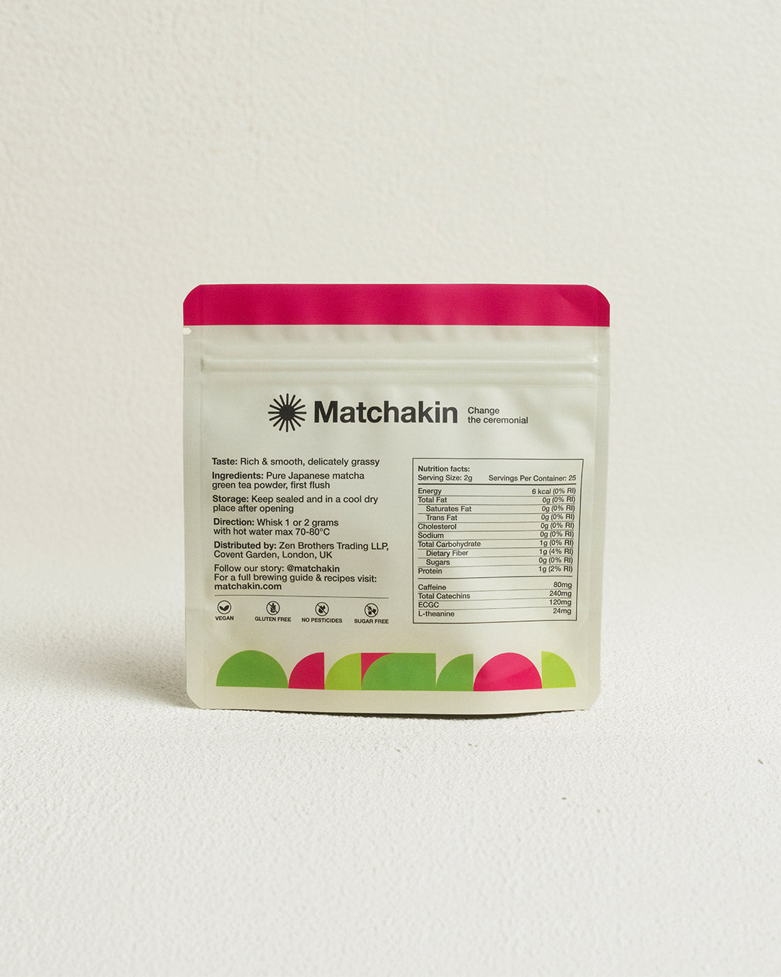 Organic Matchakin Master Ceremonial Matcha from Japan in reusable pouch bag