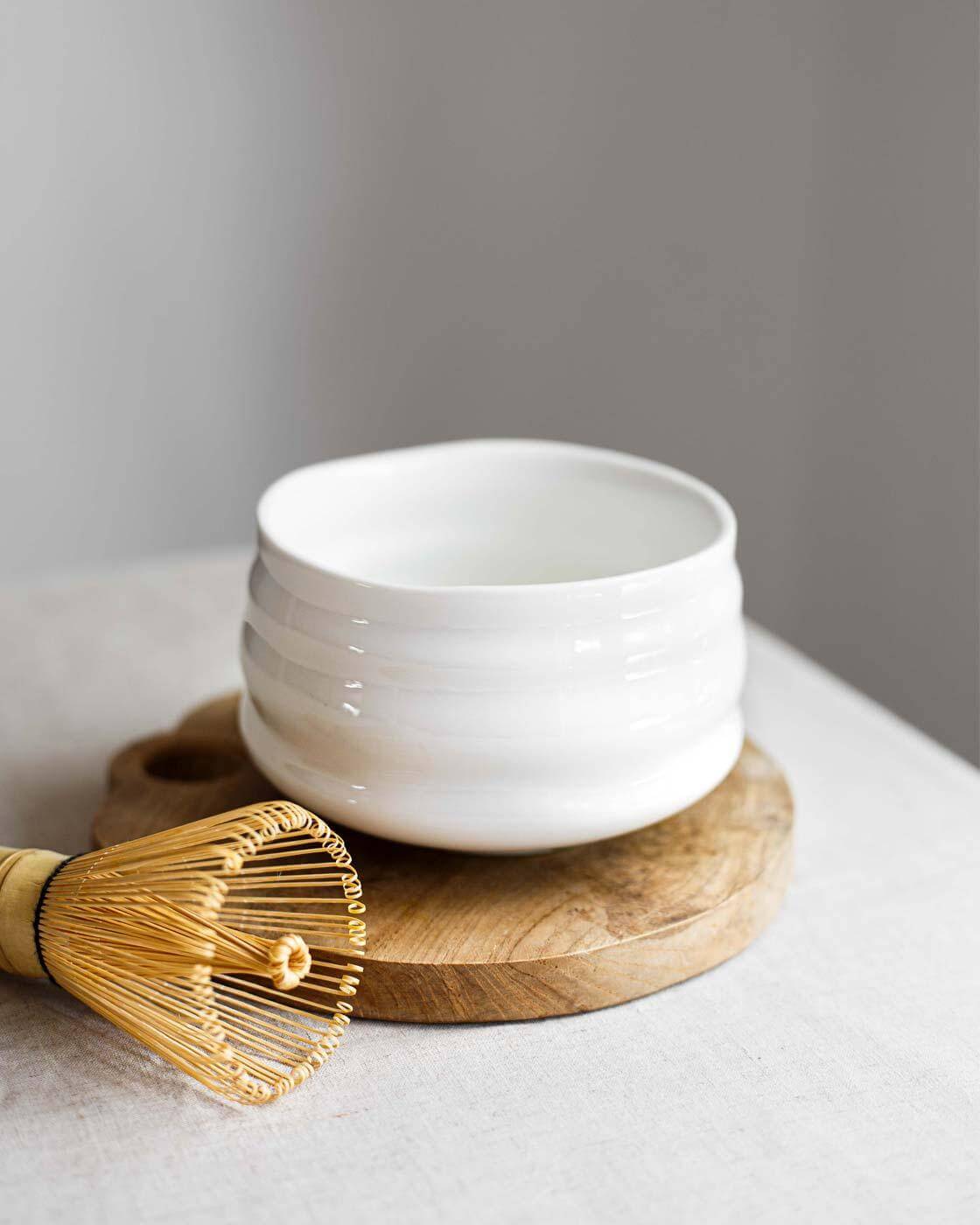 Chawan Matcha Bowl and Chasen Bamboo Whisk, both sold at Matchakin
