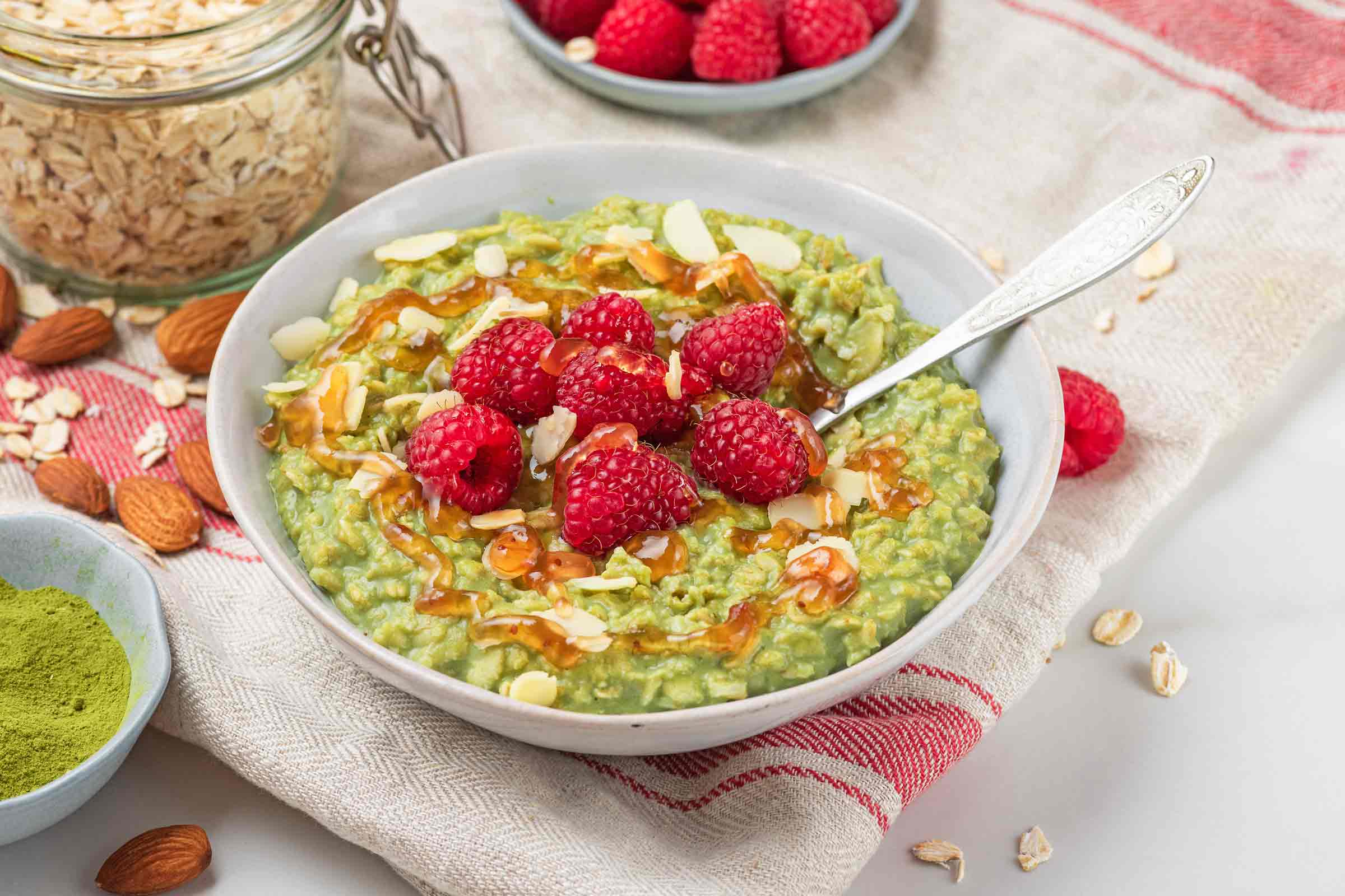 Matcha Overnight Oatmeal with Premium Organic Japanese Matchakin Green Tea Powder