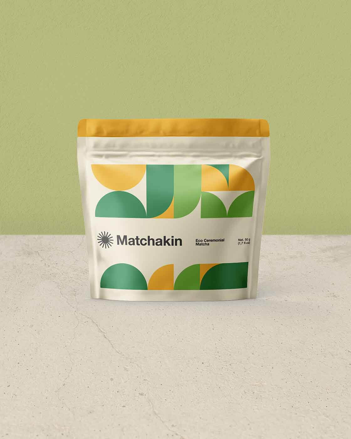 Matchakin Organic Eco Ceremonial Matcha green tea powder made in Japan, 50 grams in pouch bags 