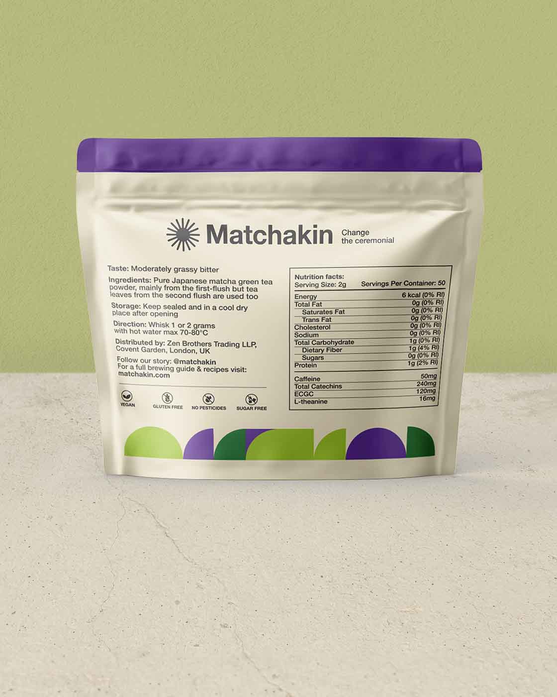 Matchakin Organic Premium Culinary Matcha, the perfect choice for baking and creative cooking, 100 grams pouch bags