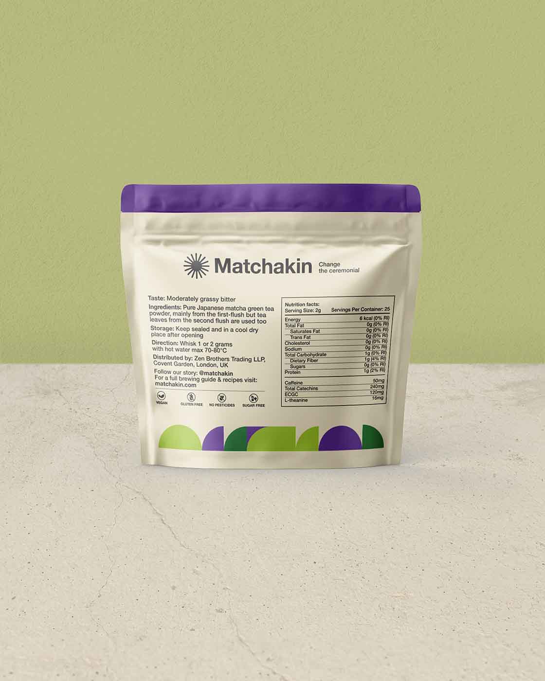 Matchakin Organic Premium Culinary Matcha, the perfect choice for baking and creative cooking, 50 grams pouch bags